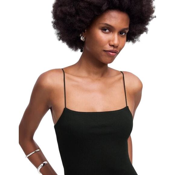 NWT J.Crew Black Square Neck Tank Top XS Spaghetti Strap Slim Fit - Picture 5 of 9